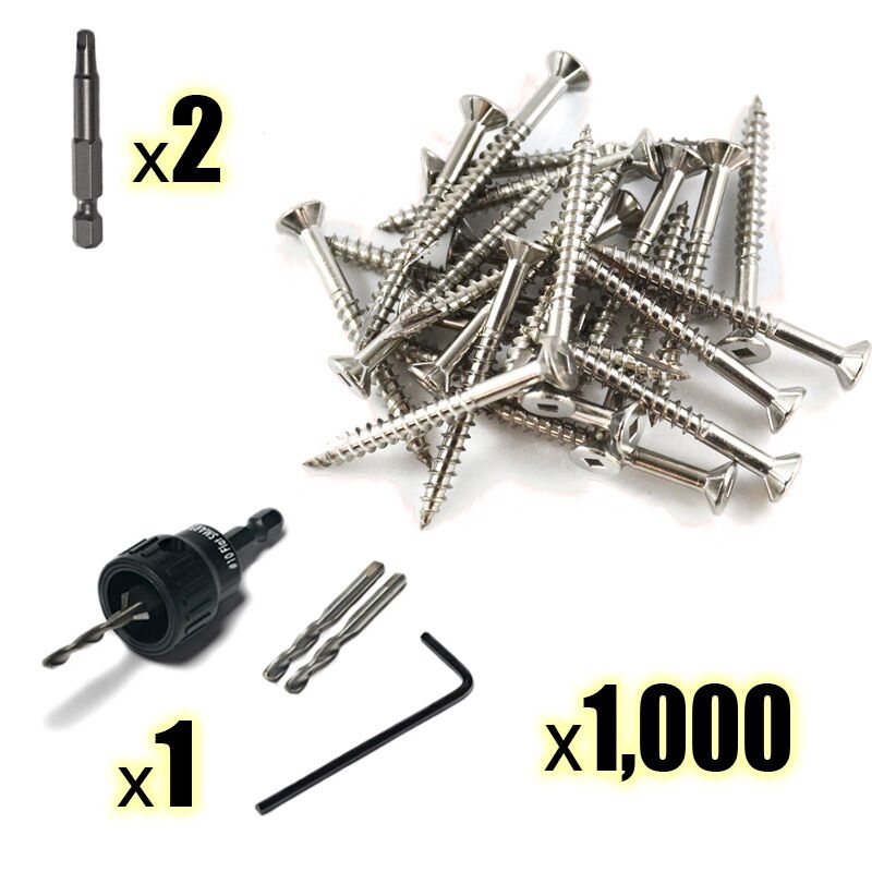 1000 Decking Screws 12 Gauge 50mm Stainless Steel 304 + SMART-BIT + 2x Drive Bits