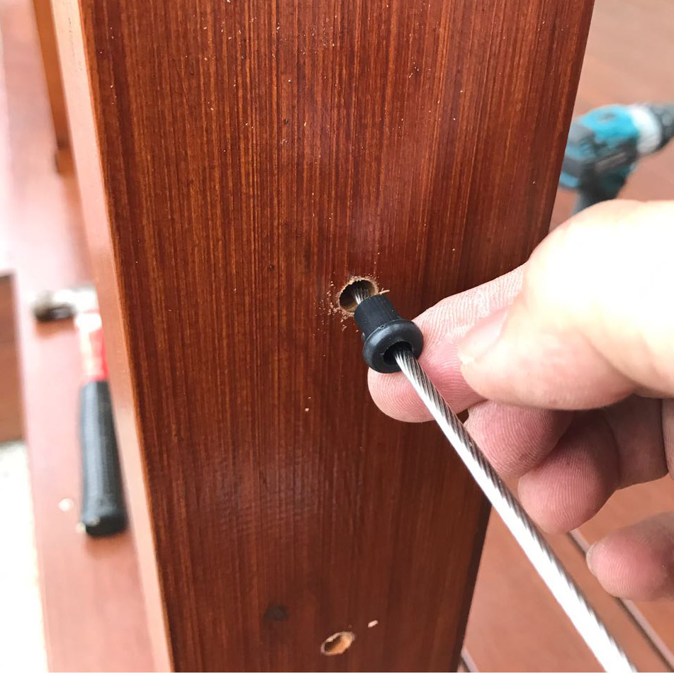 Black nylon grommet intermediate timber post installation