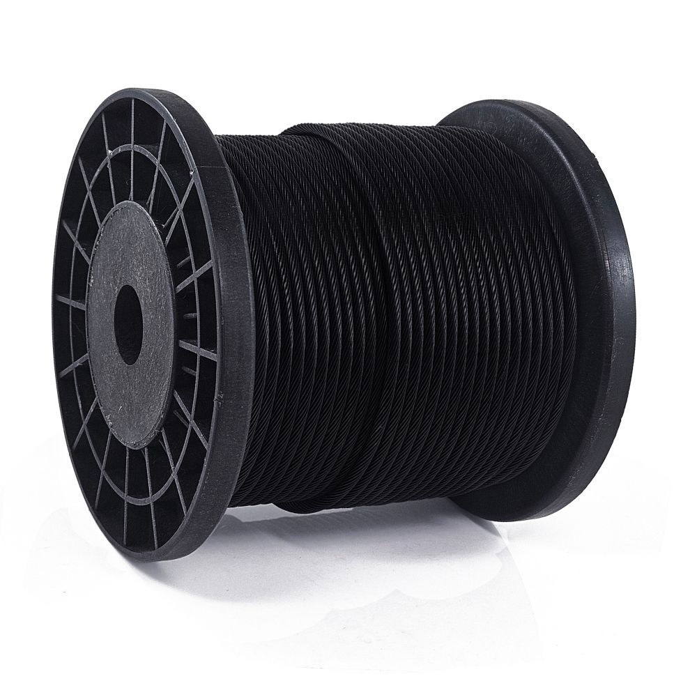 BlackLine Stainless Wire Rope 1x19 3.2mm Stainless Steel (Black) 50 Metres