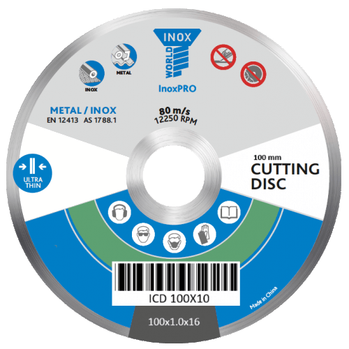 Cutting Disc Ultra Thin (4") 100 x 1.0 x 16mm for Stainless Steel Inox