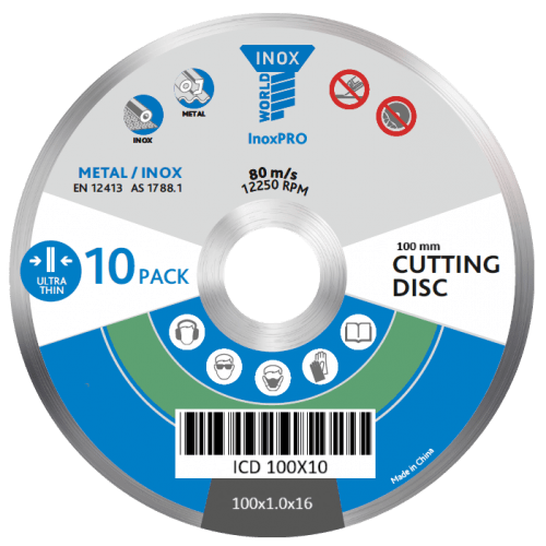 Cutting Disc Ultra Thin (4") 100 x 1.0 x 16mm for Stainless Steel Inox – 100qty