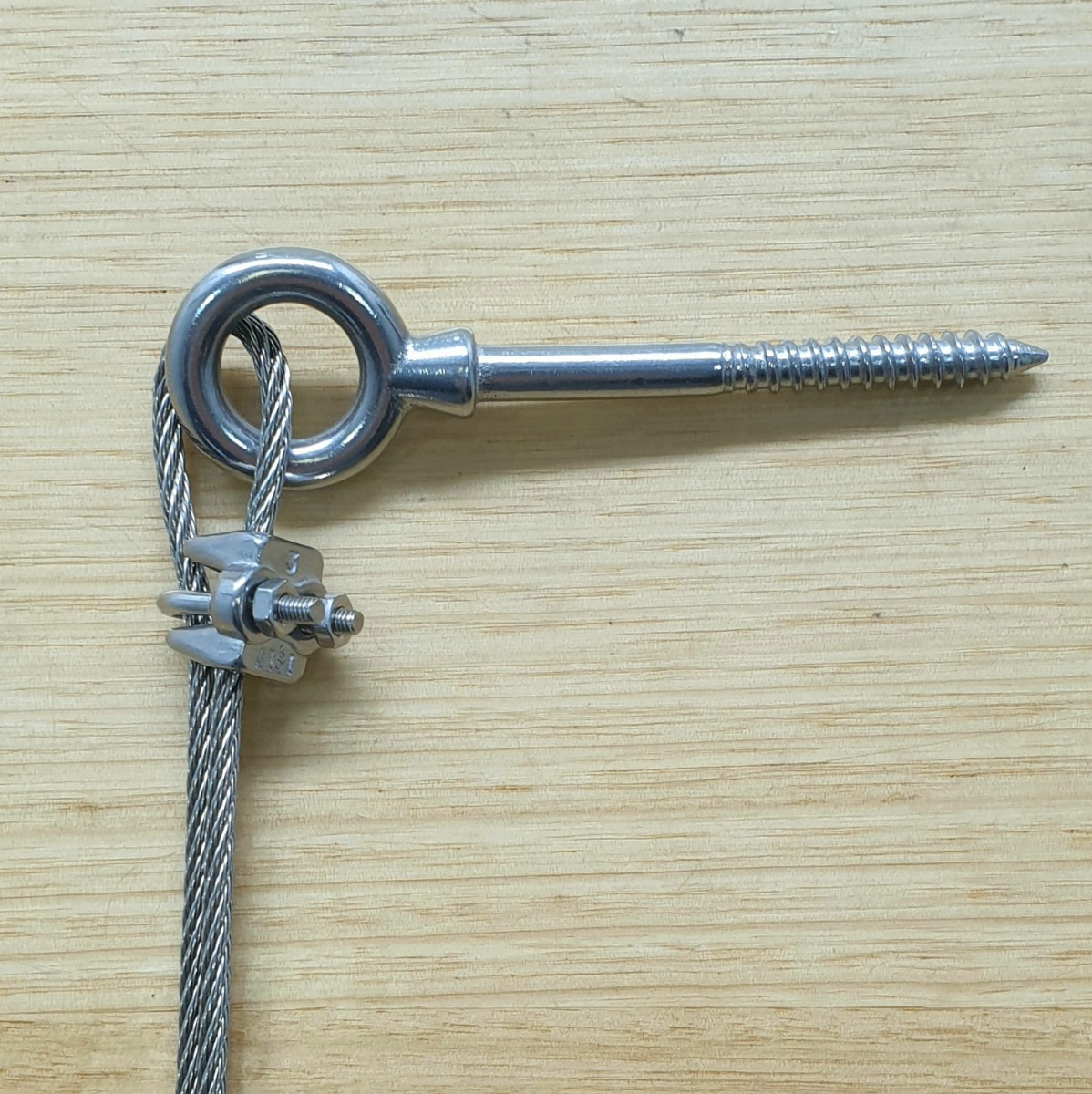 Espalier/Trellis Line Kit for Timber Posts: Eye Nut Screws, Wire Rope Grips, 7x7 3.2mm Wire