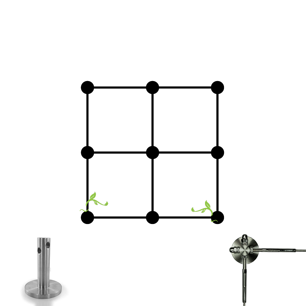 Espaliex Trellis Swaged Kit #E33ST68 - 68mm Hub | Timber Wall | 3x3 Square |  1200mm x 1200mm