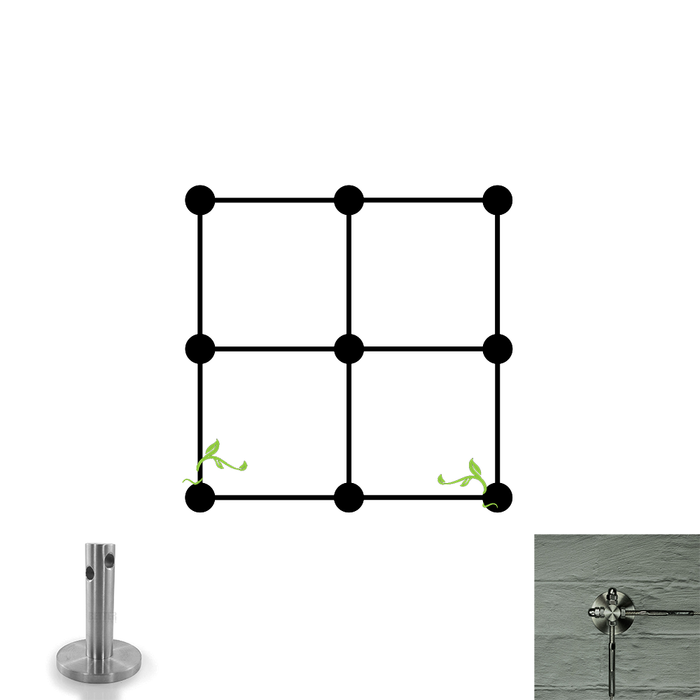 Espaliex Trellis Swaged Kit #E33SM68 - 68mm Hub | Masonry Wall | 3x3 Square | 1200mm x 1200mm