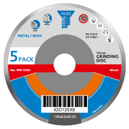 Grinding Disc (5") 125 x 6 x 22.23mm for Stainless Steel Inox – 5qty