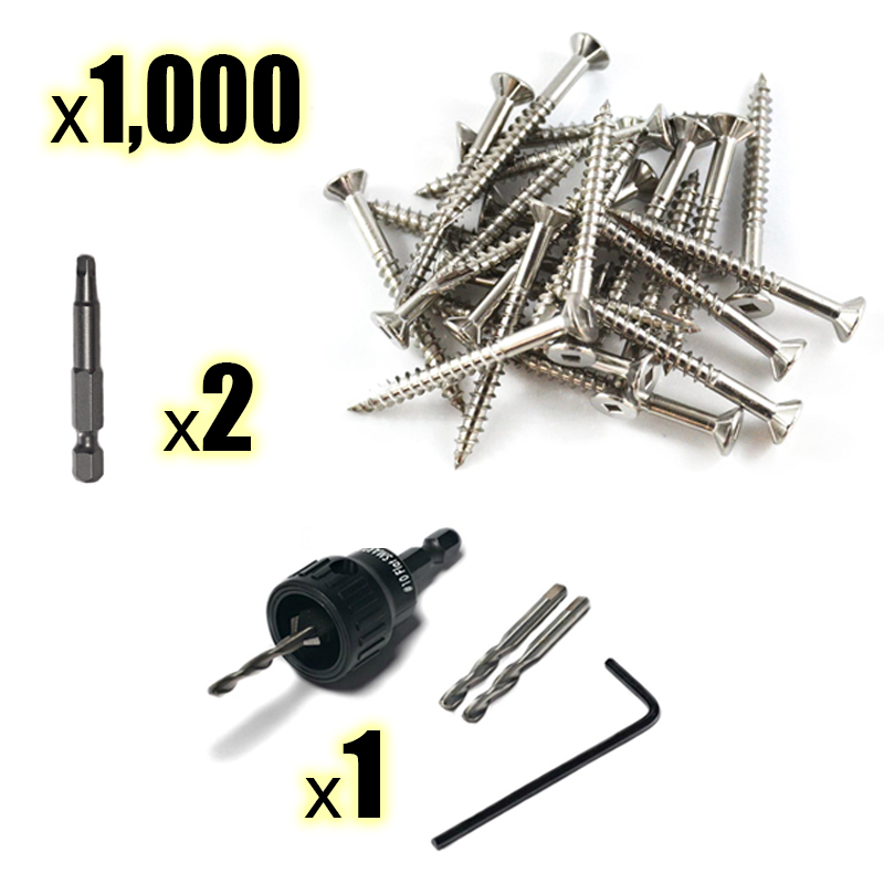 1000 Decking Screws Stainless Steel 316 10 Gauge 50mm + SMART-BIT + 2qty Drive Bits