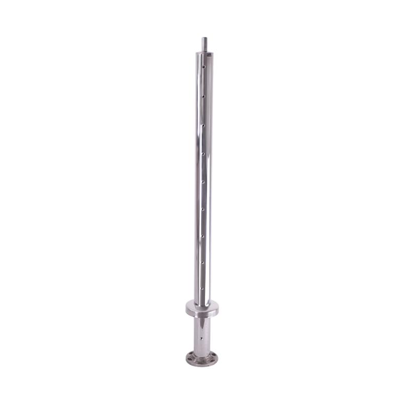 Stainless Standard Round End Post 2" 3.0mm for Flat Handrail Mirror with 11 LHT holes