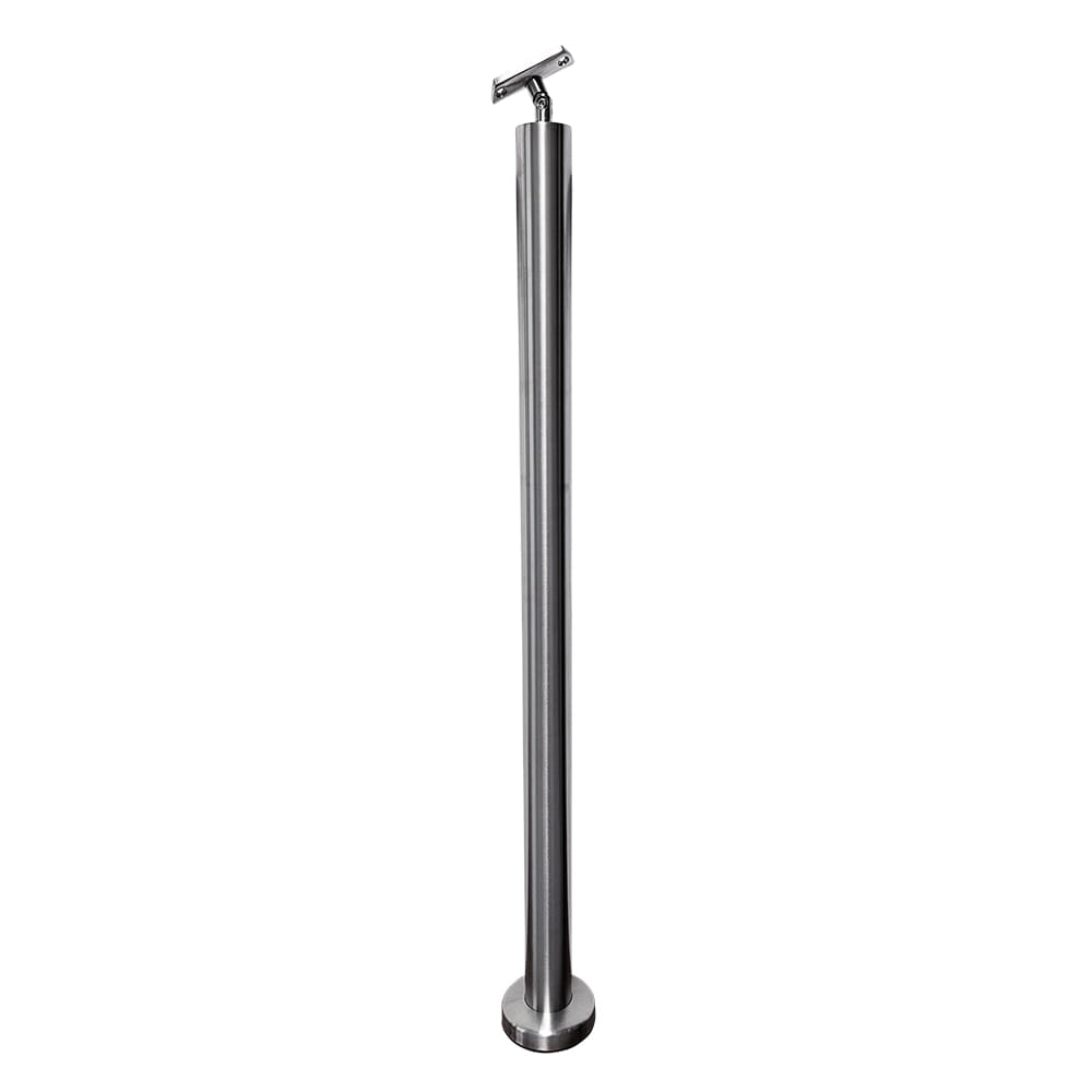 Stainless Standard Angled Round End/Intermediate Post 2" 1.5mm for Round Handrail Satin with No Holes